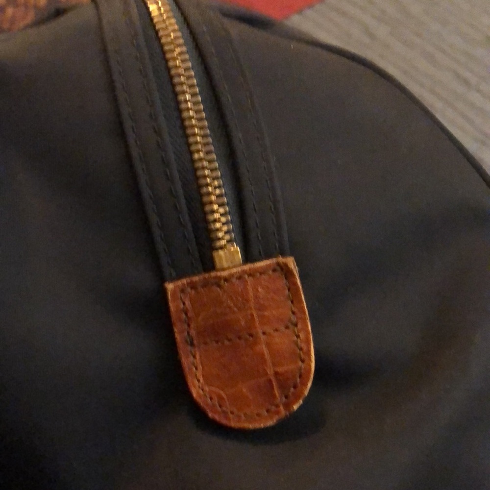 Valentino Garavani Sport Nylo duffle. Navy blue overnighter & tan leather - Picture 5 of 9